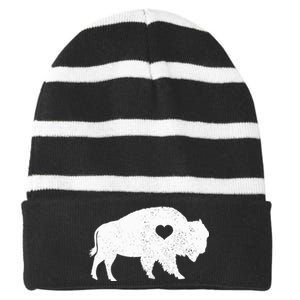 Bison Lover American Buffalo National Park Souvenir Striped Beanie with Solid Band