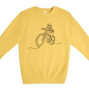 Bicycle Line Art Drawing Mountain Bike Premium Crewneck Sweatshirt