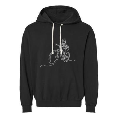 Bicycle Line Art Drawing Mountain Bike Garment-Dyed Fleece Hoodie
