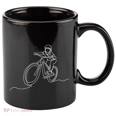 Bicycle Line Art Drawing Mountain Bike 11oz C Handle Ceramic Mug