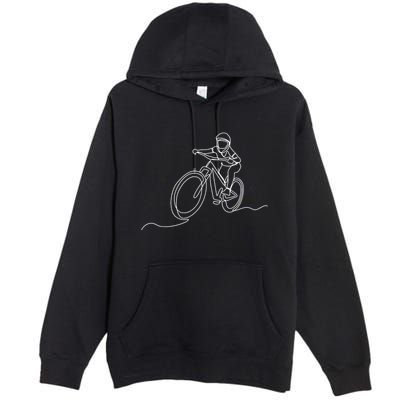 Bicycle Line Art Drawing Mountain Bike Premium Pullover Hoodie