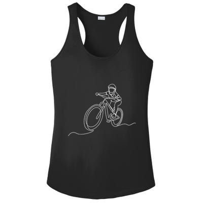 Bicycle Line Art Drawing Mountain Bike Ladies PosiCharge Competitor Racerback Tank