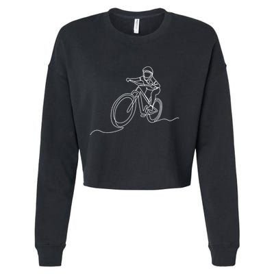 Bicycle Line Art Drawing Mountain Bike Cropped Pullover Crew