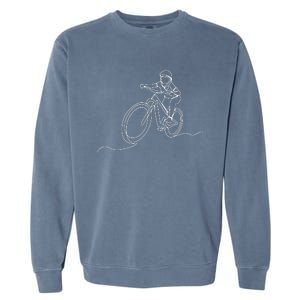 Bicycle Line Art Drawing Mountain Bike Garment-Dyed Sweatshirt