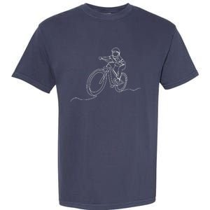 Bicycle Line Art Drawing Mountain Bike Garment-Dyed Heavyweight T-Shirt