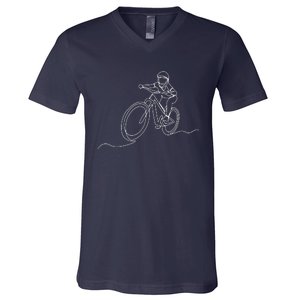 Bicycle Line Art Drawing Mountain Bike V-Neck T-Shirt