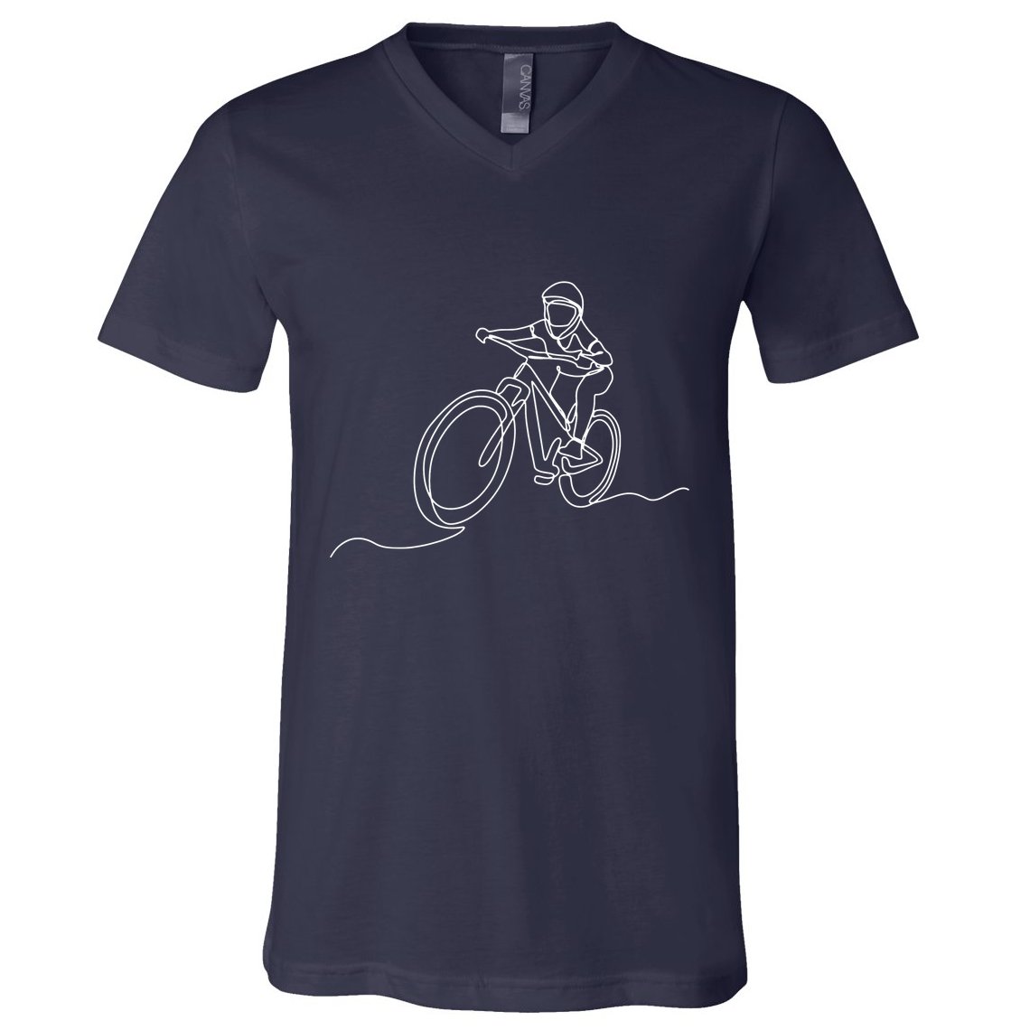Bicycle Line Art Drawing Mountain Bike V-Neck T-Shirt
