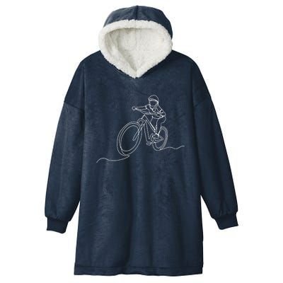 Bicycle Line Art Drawing Mountain Bike Hooded Wearable Blanket