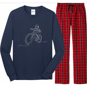 Bicycle Line Art Drawing Mountain Bike Long Sleeve Pajama Set