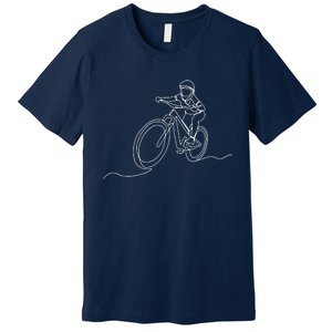 Bicycle Line Art Drawing Mountain Bike Premium T-Shirt