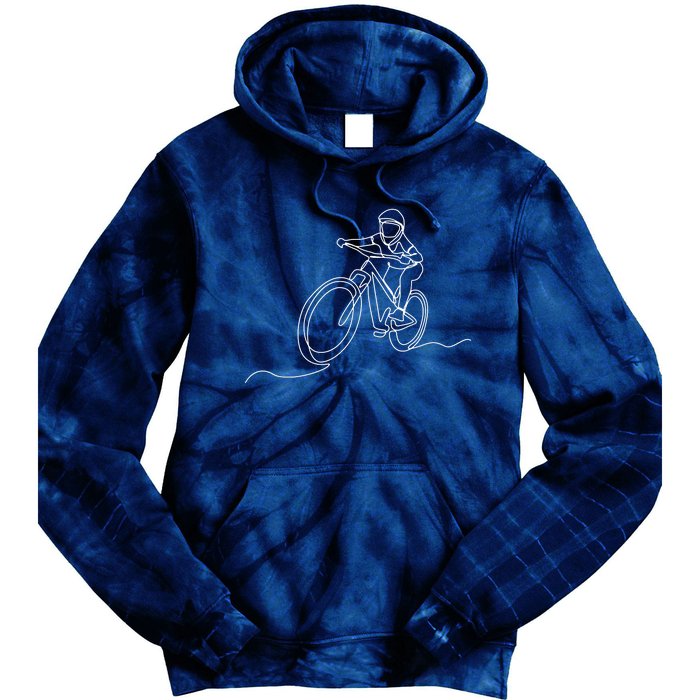 Bicycle Line Art Drawing Mountain Bike Tie Dye Hoodie