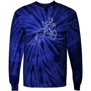 Bicycle Line Art Drawing Mountain Bike Tie-Dye Long Sleeve Shirt