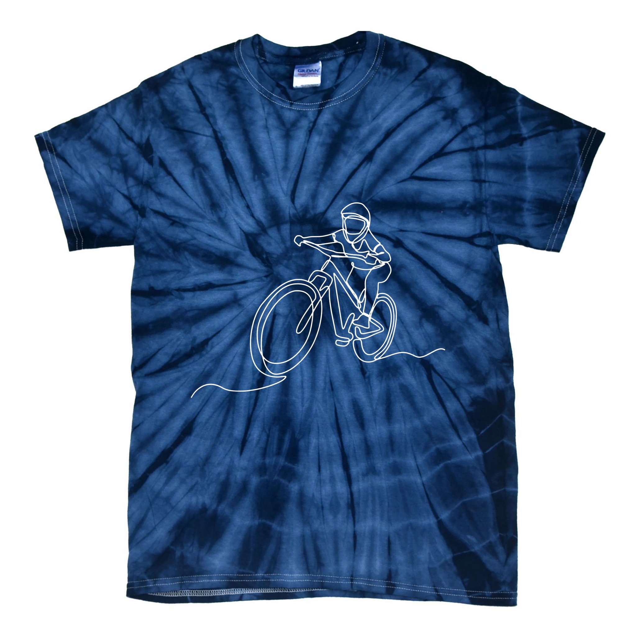 Bicycle Line Art Drawing Mountain Bike Tie-Dye T-Shirt