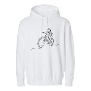 Bicycle Line Art Drawing Mountain Bike Garment-Dyed Fleece Hoodie