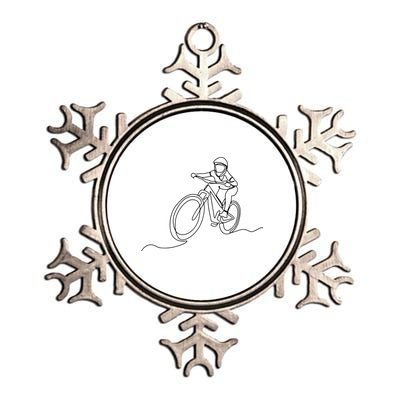 Bicycle Line Art Drawing Mountain Bike Metallic Star Ornament