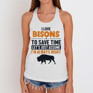 Bison LetS Assume IM Right Buffalo American Bison Bison Women's Knotted Racerback Tank