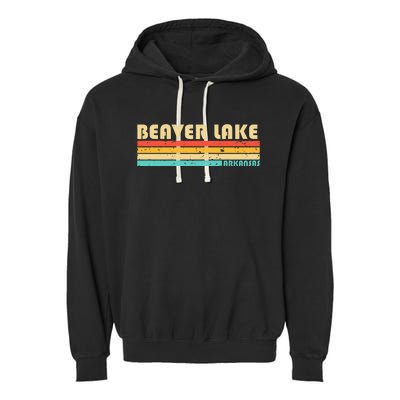 BEAVER LAKE ARKANSAS Funny Fishing Camping Summer Garment-Dyed Fleece Hoodie