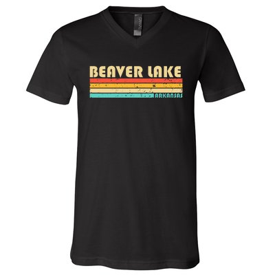 BEAVER LAKE ARKANSAS Funny Fishing Camping Summer V-Neck T-Shirt