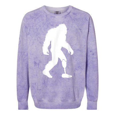 Bigfoot Leg Ampu Sasquatch Wearing Prosthetic Leg Colorblast Crewneck Sweatshirt