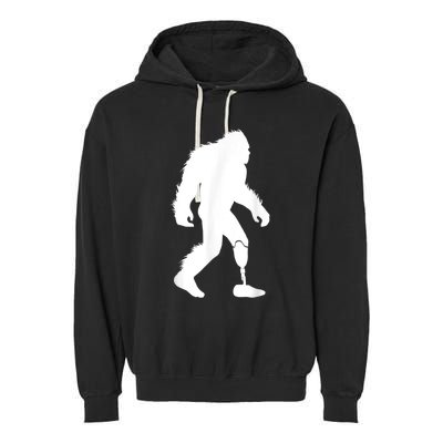 Bigfoot Leg Ampu Sasquatch Wearing Prosthetic Leg Garment-Dyed Fleece Hoodie