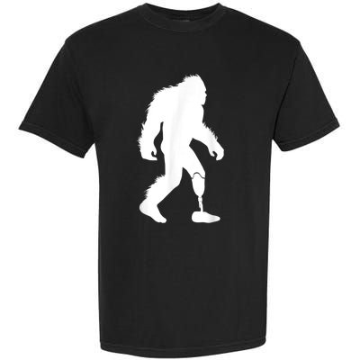 Bigfoot Leg Ampu Sasquatch Wearing Prosthetic Leg Garment-Dyed Heavyweight T-Shirt