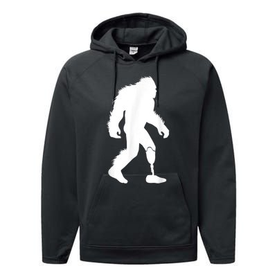 Bigfoot Leg Ampu Sasquatch Wearing Prosthetic Leg Performance Fleece Hoodie