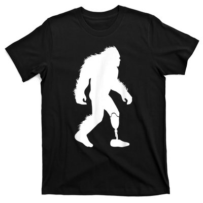 Bigfoot Leg Ampu Sasquatch Wearing Prosthetic Leg T-Shirt