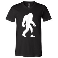 Bigfoot Leg Ampu Sasquatch Wearing Prosthetic Leg V-Neck T-Shirt