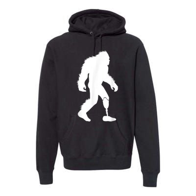 Bigfoot Leg Ampu Sasquatch Wearing Prosthetic Leg Premium Hoodie