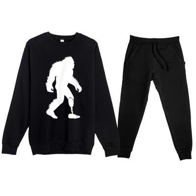 Bigfoot Leg Ampu Sasquatch Wearing Prosthetic Leg Premium Crewneck Sweatsuit Set