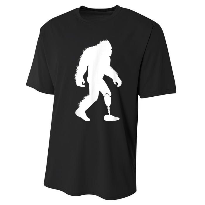 Bigfoot Leg Ampu Sasquatch Wearing Prosthetic Leg Performance Sprint T-Shirt