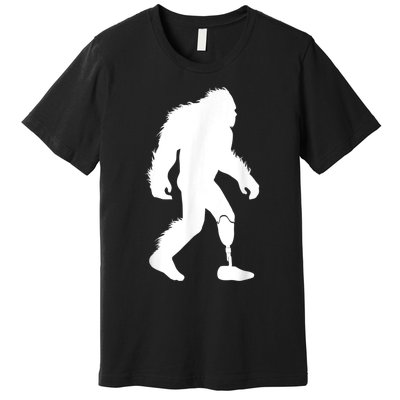 Bigfoot Leg Ampu Sasquatch Wearing Prosthetic Leg Premium T-Shirt