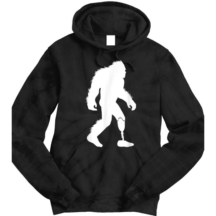 Bigfoot Leg Ampu Sasquatch Wearing Prosthetic Leg Tie Dye Hoodie