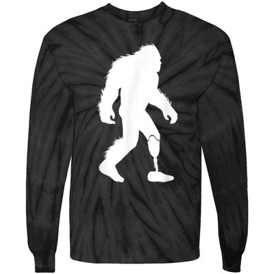 Bigfoot Leg Ampu Sasquatch Wearing Prosthetic Leg Tie-Dye Long Sleeve Shirt