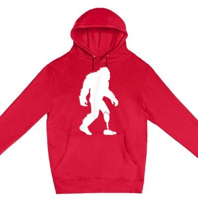 Bigfoot Leg Ampu Sasquatch Wearing Prosthetic Leg Premium Pullover Hoodie