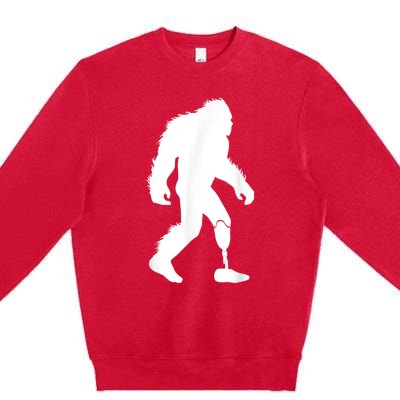 Bigfoot Leg Ampu Sasquatch Wearing Prosthetic Leg Premium Crewneck Sweatshirt