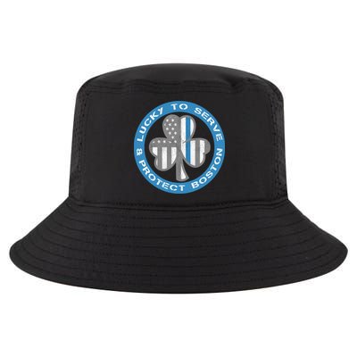 Blue Line American Flag Gift Boston Police St Patricks Day Cute Gift Cool Comfort Performance Bucket Hat