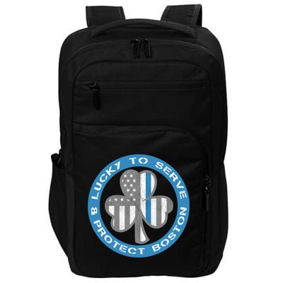 Blue Line American Flag Gift Boston Police St Patricks Day Cute Gift Impact Tech Backpack