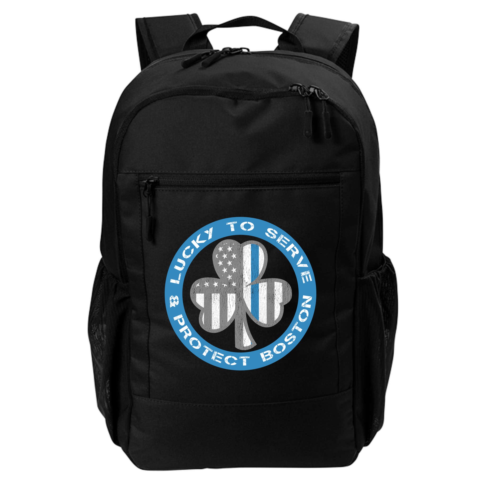 Blue Line American Flag Gift Boston Police St Patricks Day Cute Gift Backpack