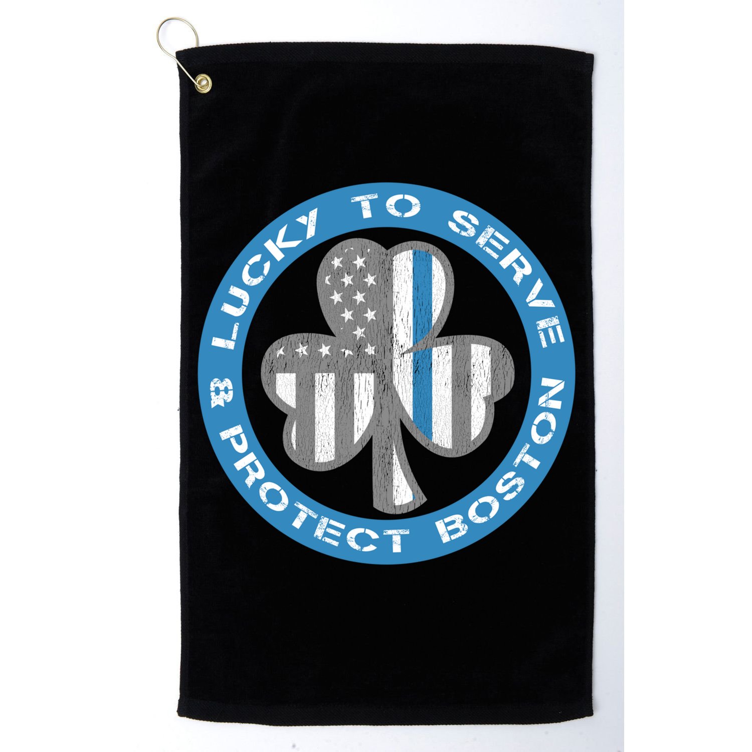 Blue Line American Flag Gift Boston Police St Patricks Day Cute Gift Golf Towel