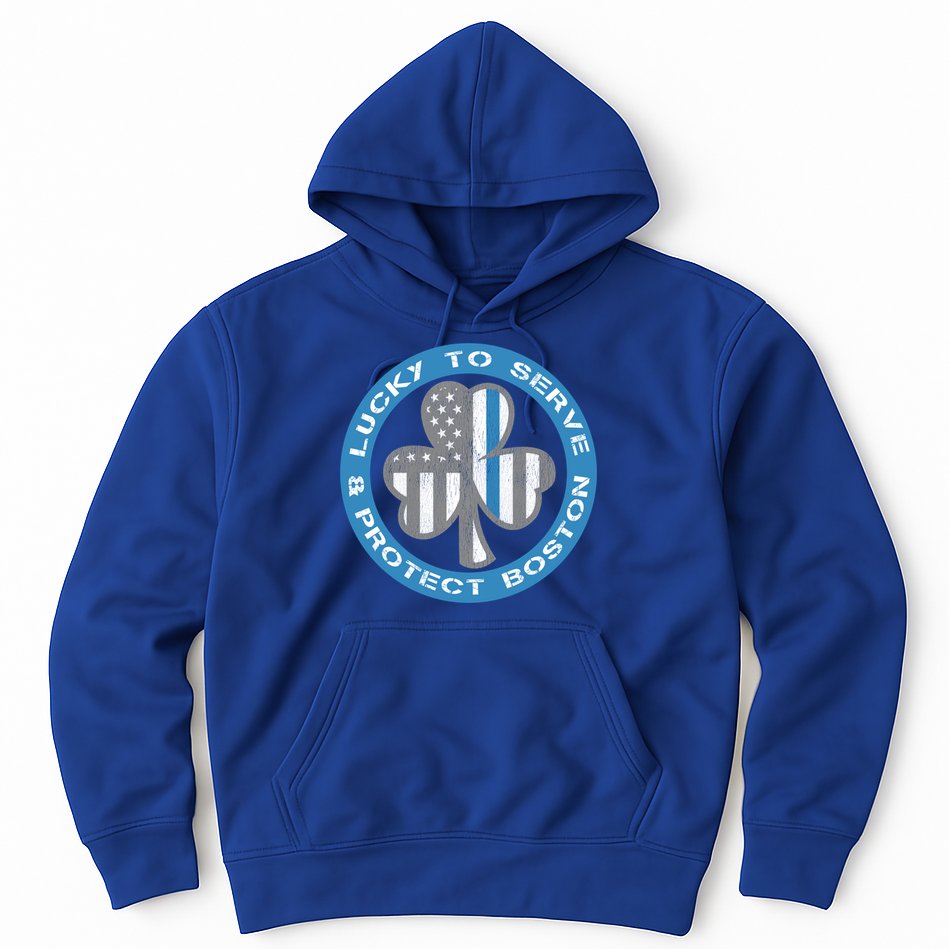 Blue Line American Flag Gift Boston Police St Patricks Day Cute Gift Hoodie