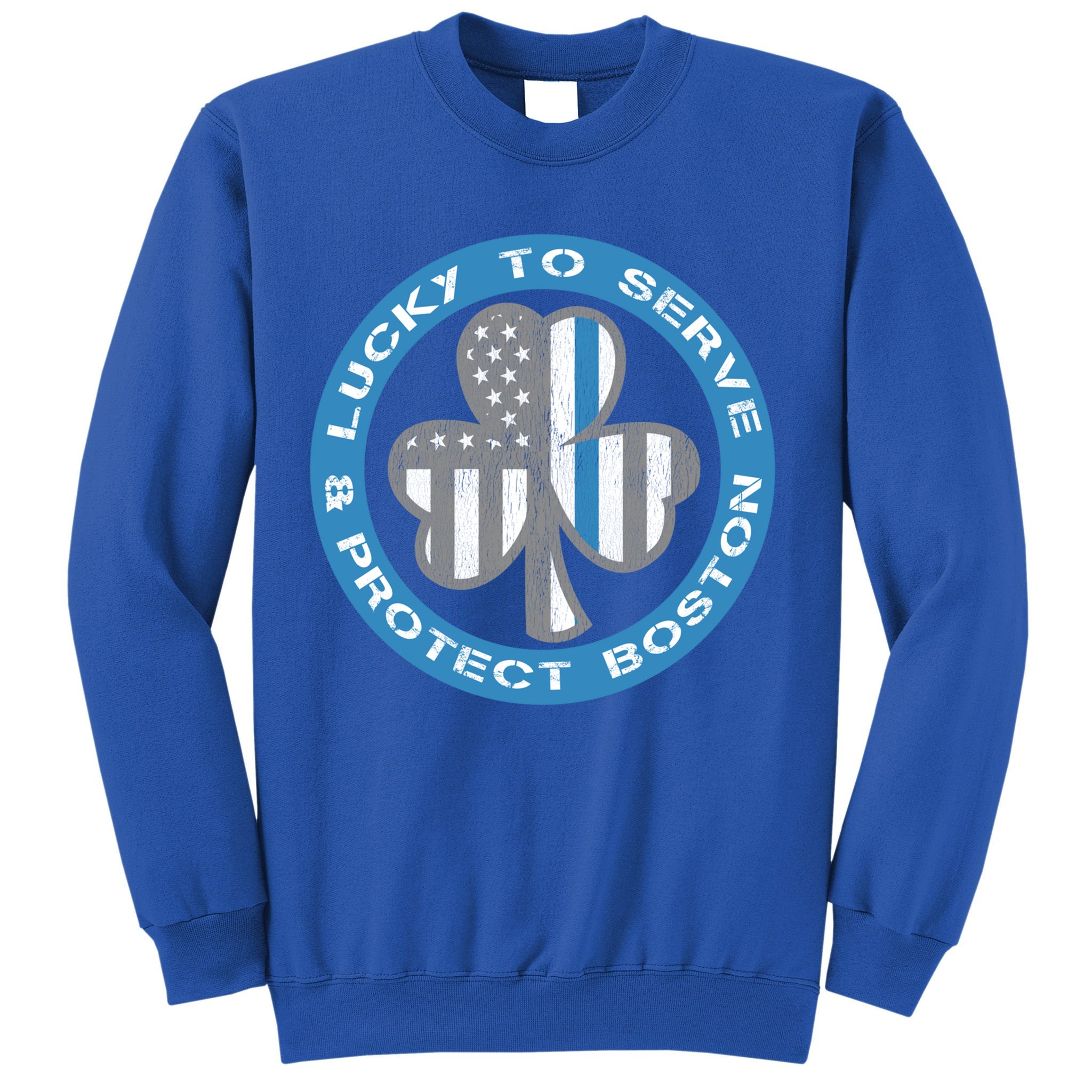 Blue Line American Flag Gift Boston Police St Patricks Day Cute Gift Sweatshirt