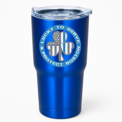 Blue Line American Flag Gift Boston Police St Patricks Day Cute Gift Tumbler