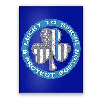 Blue Line American Flag Gift Boston Police St Patricks Day Cute Gift Poster