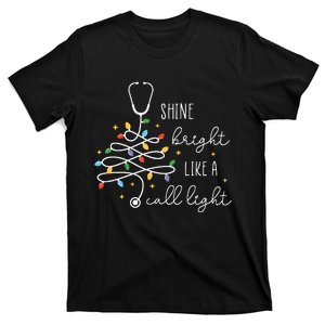 Bright Like A Call Light Christmas Nurse Tree T-Shirt