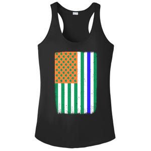 Blue Line American Irish Flag St Patrick's Day Police And Cop Cute Gift Ladies PosiCharge Competitor Racerback Tank