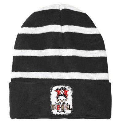 Bleached Loud And Proud BaseBall Mom Life Striped Beanie with Solid Band