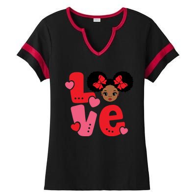 Black Love African American Valentines Day Gift Ladies Halftime Notch Neck Tee