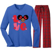 Black Love African American Valentines Day Gift Women's Long Sleeve Flannel Pajama Set 