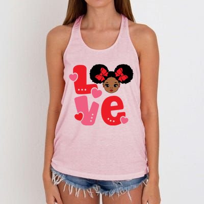 Black Love African American Valentines Day Gift Women's Knotted Racerback Tank